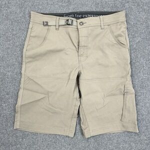 Prana Mens Hiking Shorts Tan Stretch Outdoor Utility Casual Size M
